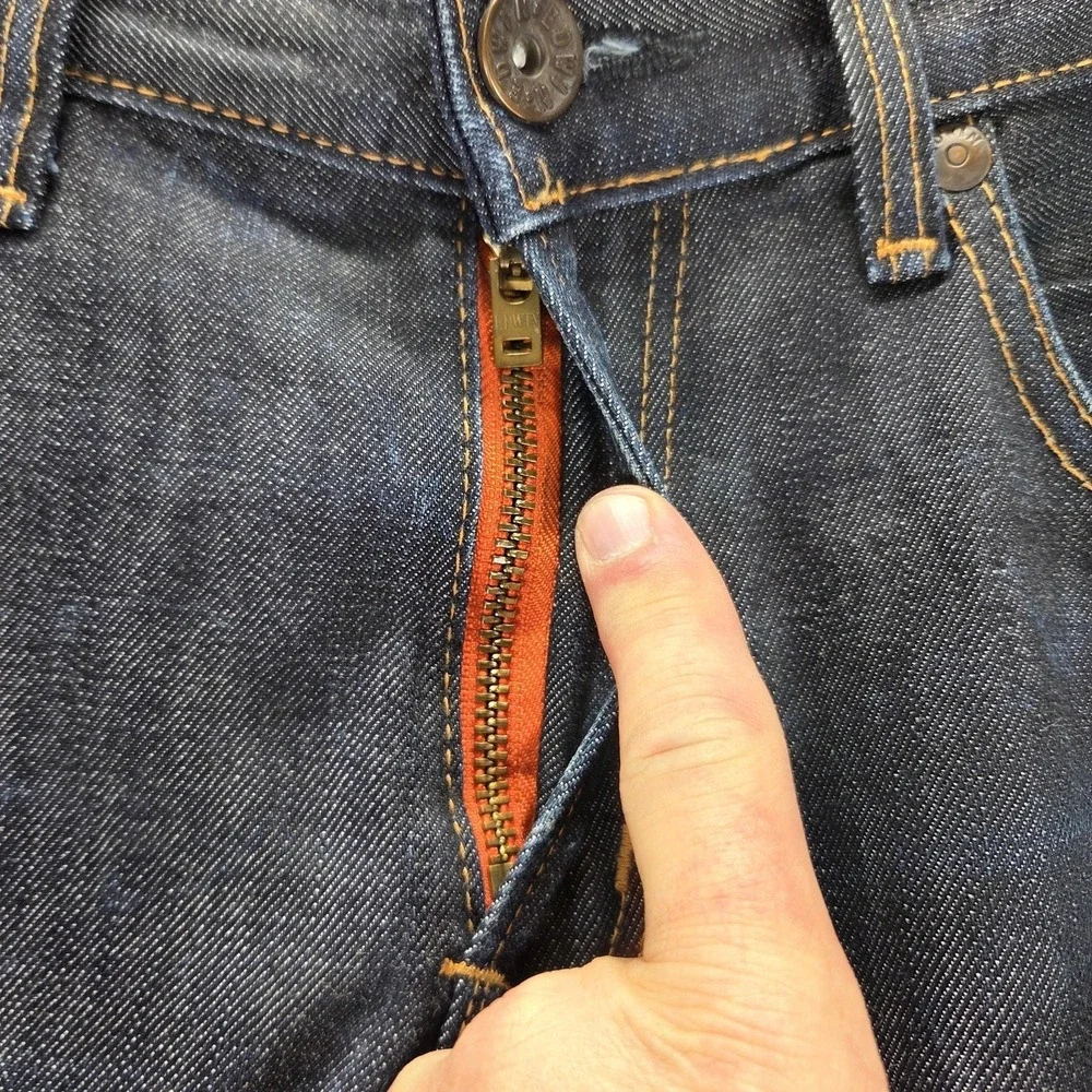 Edwin Jeans Mens Blue Selvedge SK505E Zip Made in Japan Altered Hem Fits 34x28